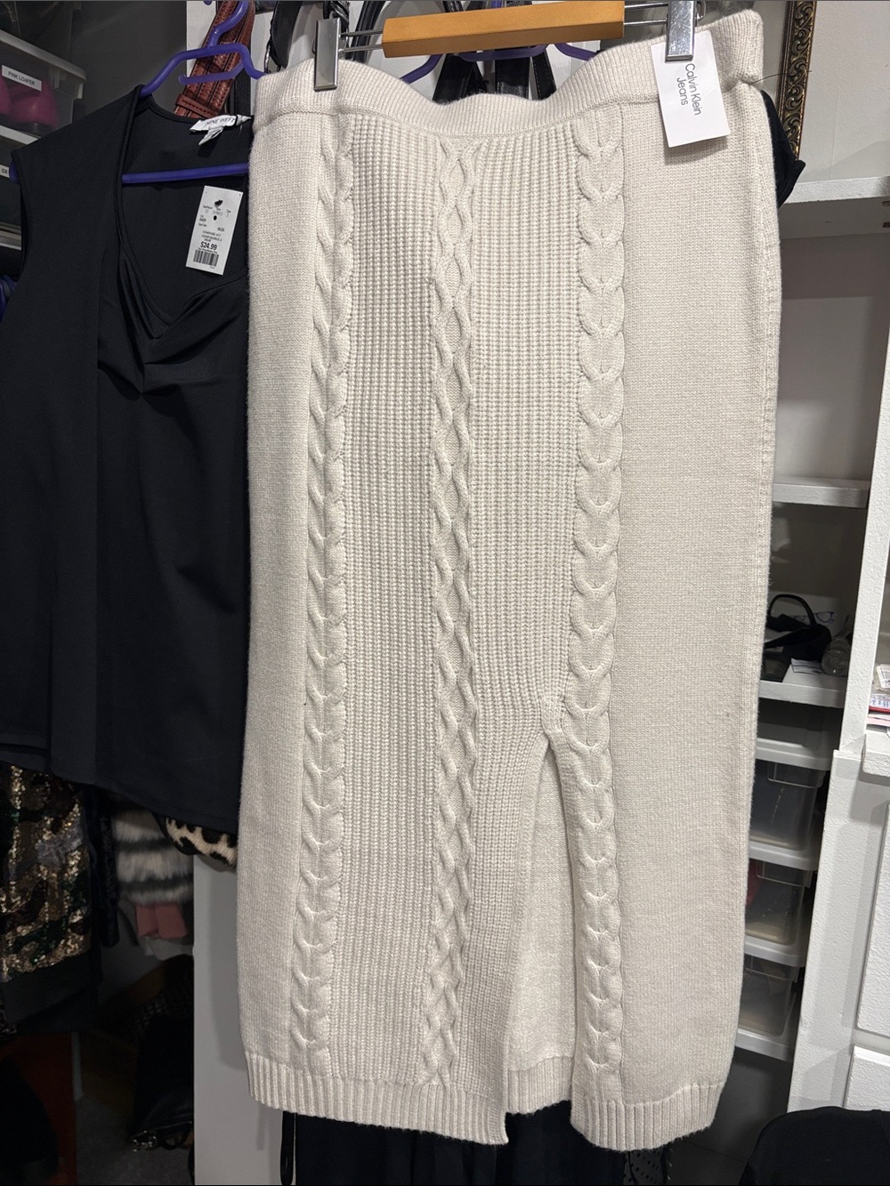 Calvin Klein Cream Knit Skirt